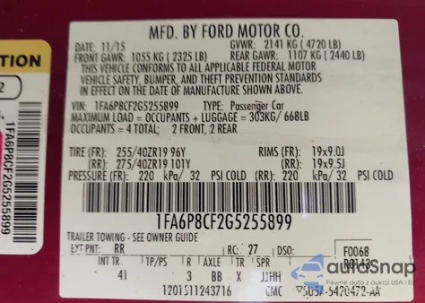 2016 Ford Mustang Gt Premium from USA, damaged, VIN 1FA6P8CF2G5255899